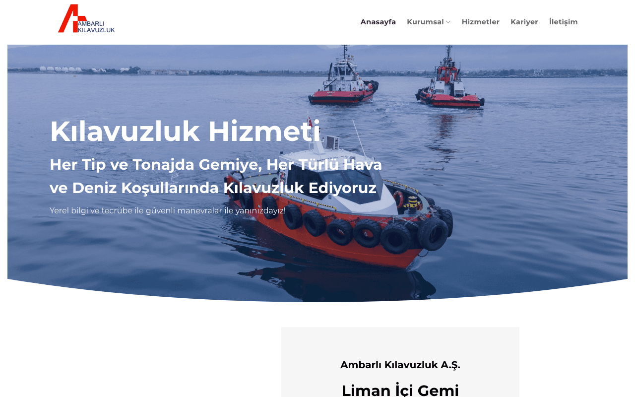 Ambarlı Kılavuzluk web sitesi ekran görüntüsü