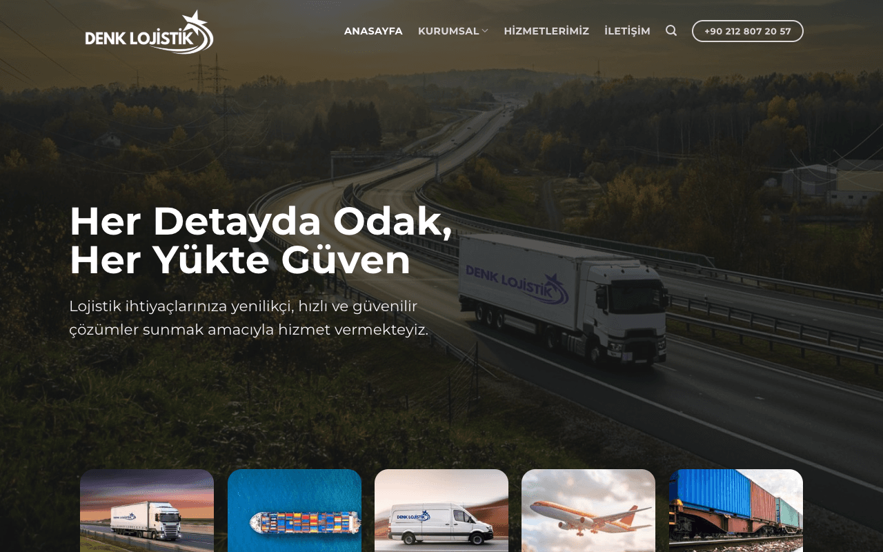 Denk Lojistik web sitesi ekran görüntüsü