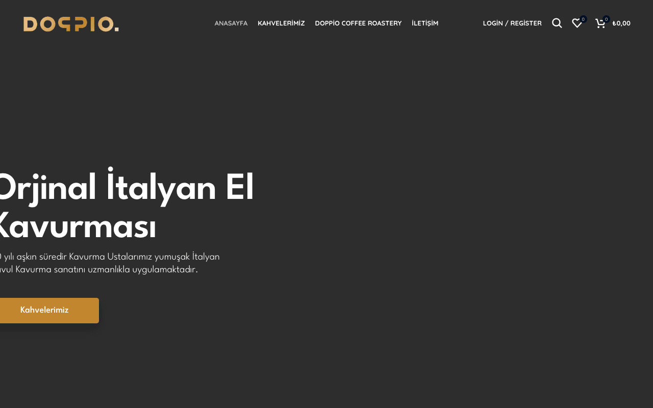 Doppio Kahve web sitesi ekran görüntüsü