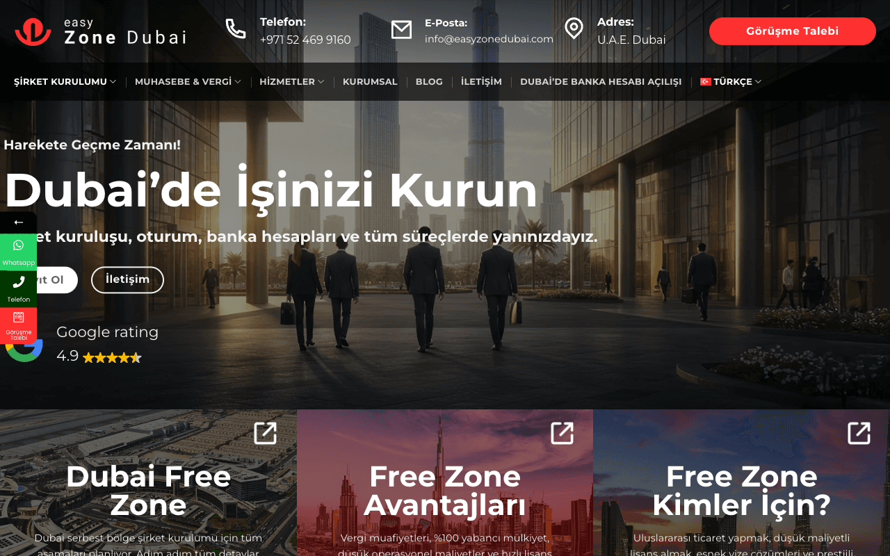 Easy Zone Dubai web sitesi ekran görüntüsü