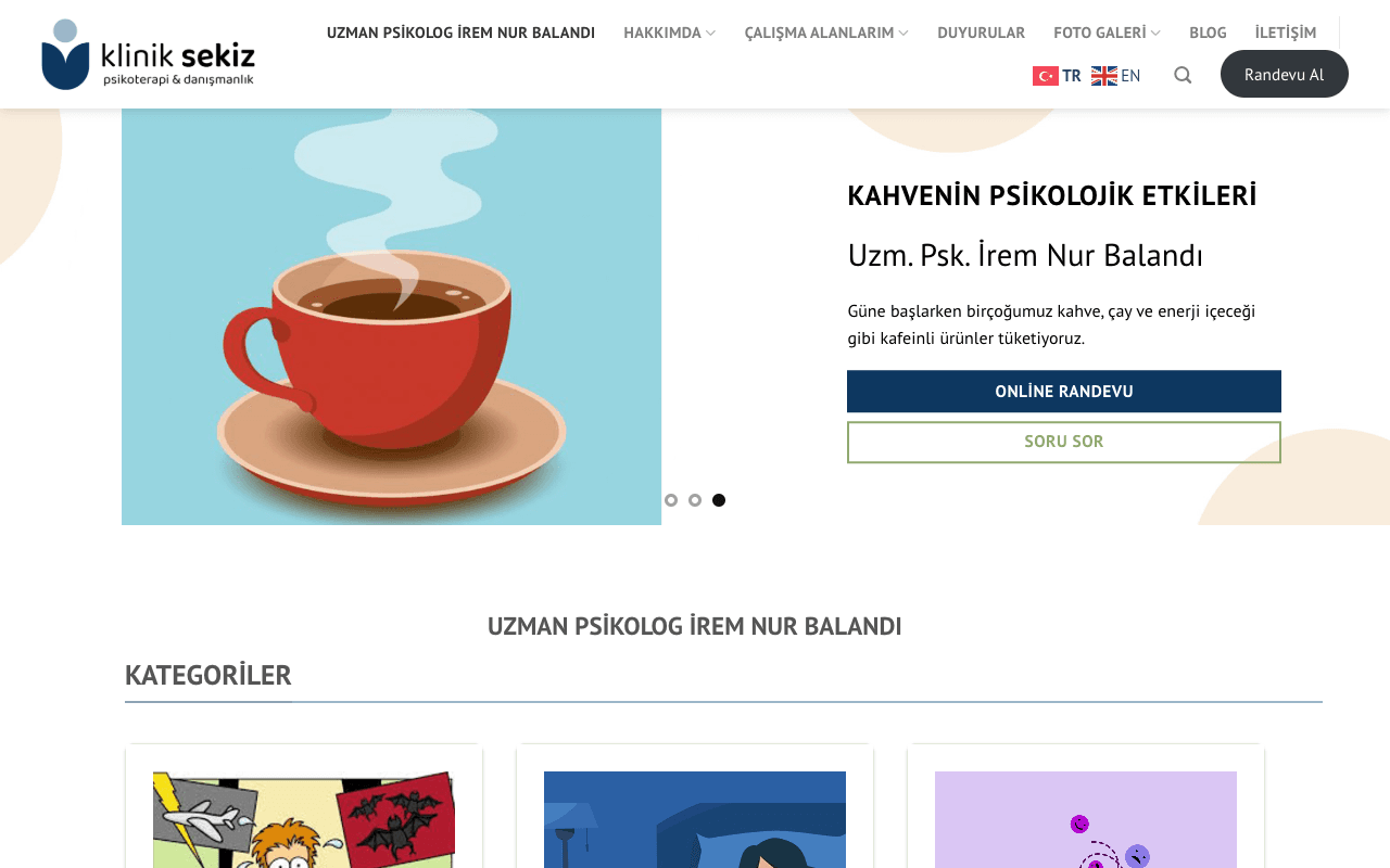 İrem Balandi web sitesi ekran görüntüsü
