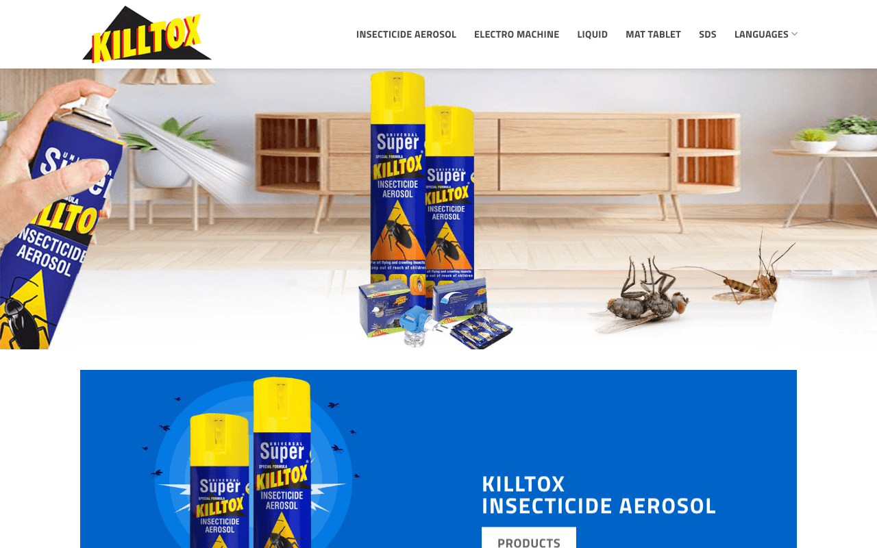 Killtox web sitesi ekran görüntüsü