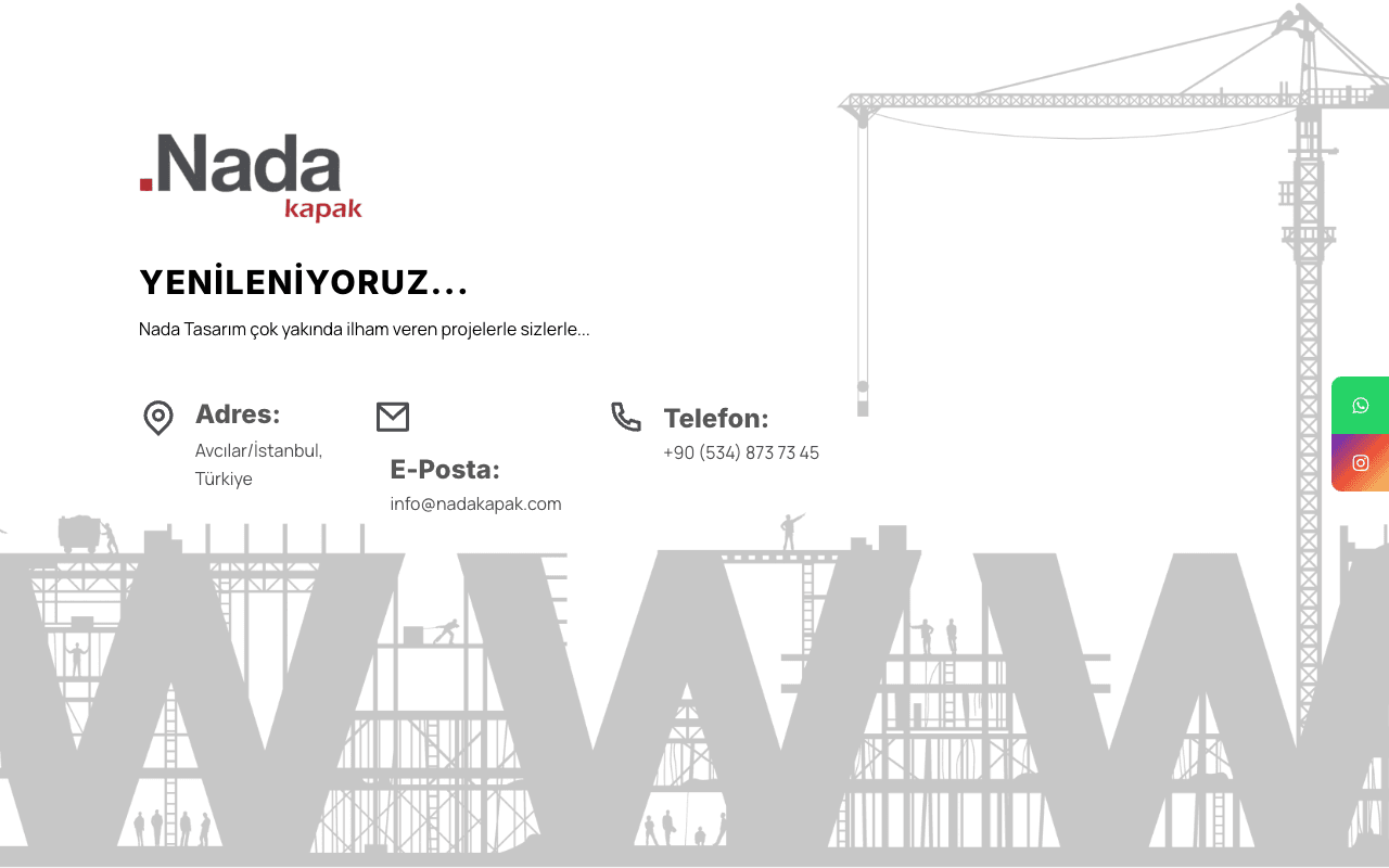 Nada Kapak web sitesi ekran görüntüsü