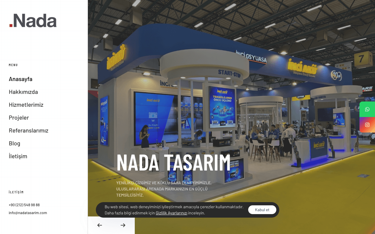 Nada Tasarım web sitesi ekran görüntüsü