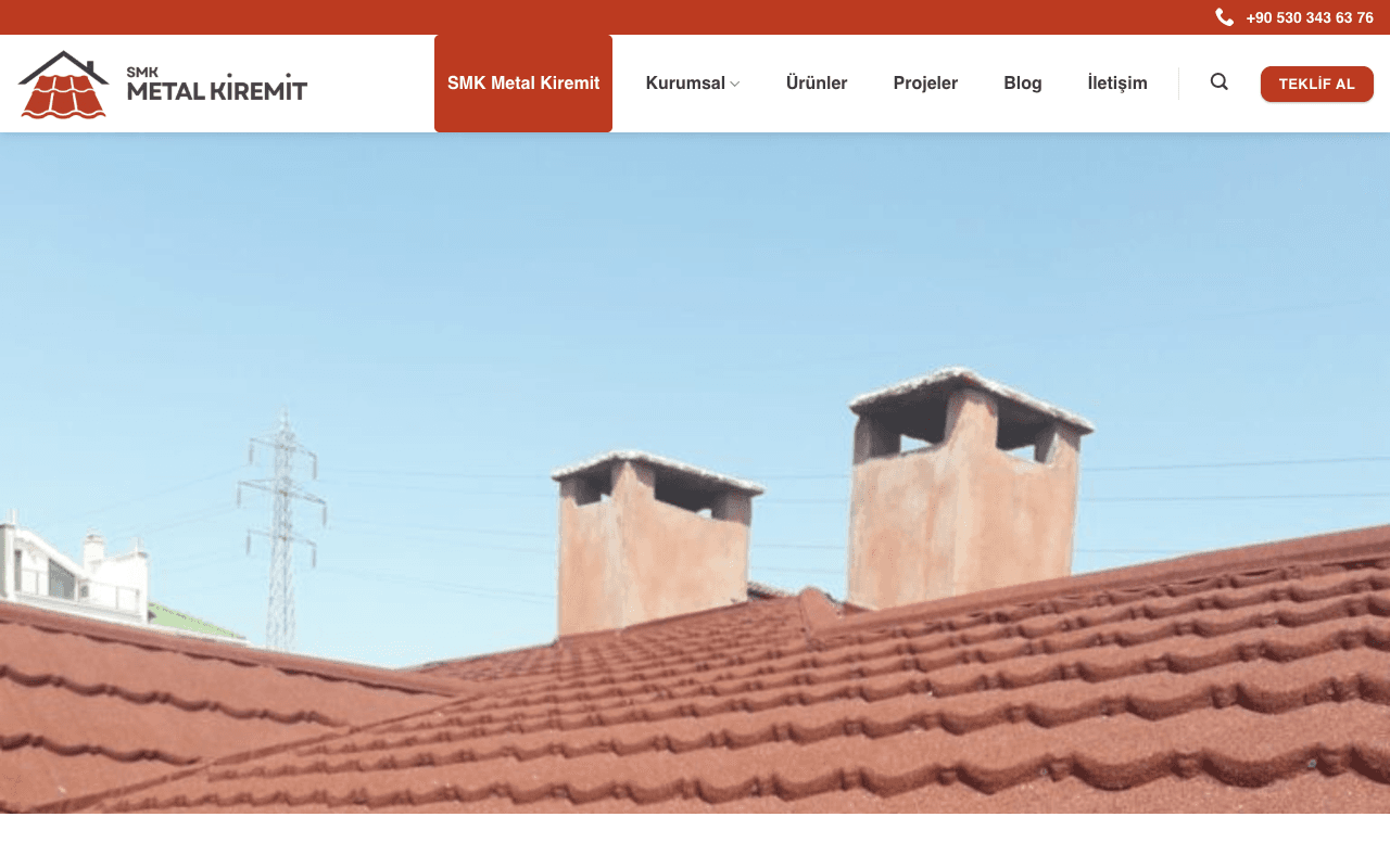 SMK Metal Kiremit web sitesi ekran görüntüsü